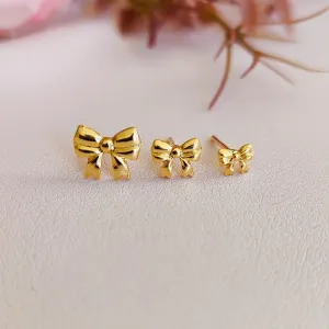 Brinco trio lacinho dourado