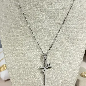 Corrente em aço com pingente fé
