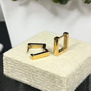 Brinco argolinha quadrada no aço