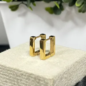 Brinco argolinha quadrada no aço