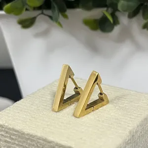 Brinco argolinha triangular no aço