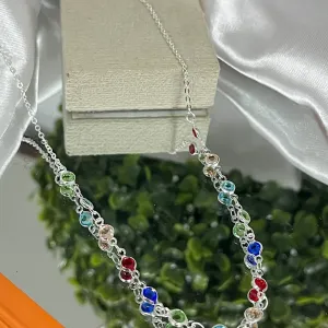 Colar com pedras coloridas