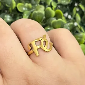 Anel fé de aço dourado