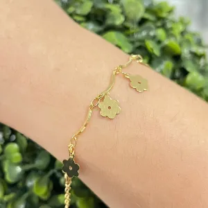 Pulseira com pingentes de flor