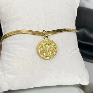 Pulseira com pingente medalha