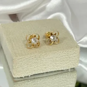 Brincos flor com pedras cristal