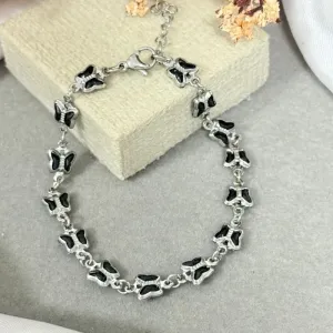 Pulseira borboleta pretas de aço