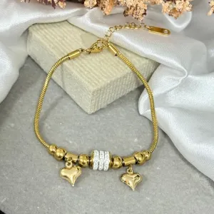 Pulseira de aço dourado com pingente