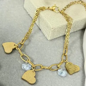 Pulseira de aço dourado com pingentes
