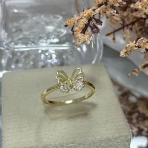 Anel borboleta com pedras cravejadas