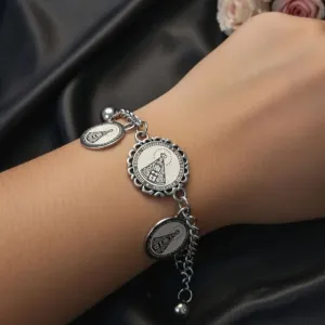 Pulseira aço pingentes nossa senhora