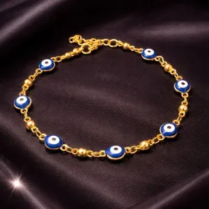 Pulseira Olho grego de aço Dourado
