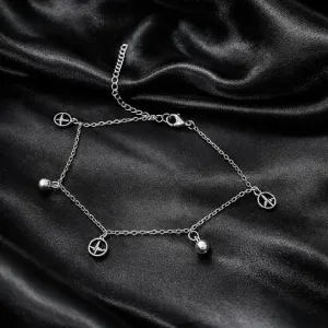 Tornozeleira de aço com pingente