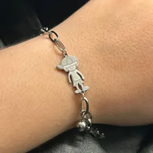 Pulseira em aço pingente filho