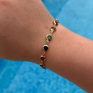pulseira com pedras coloridas
