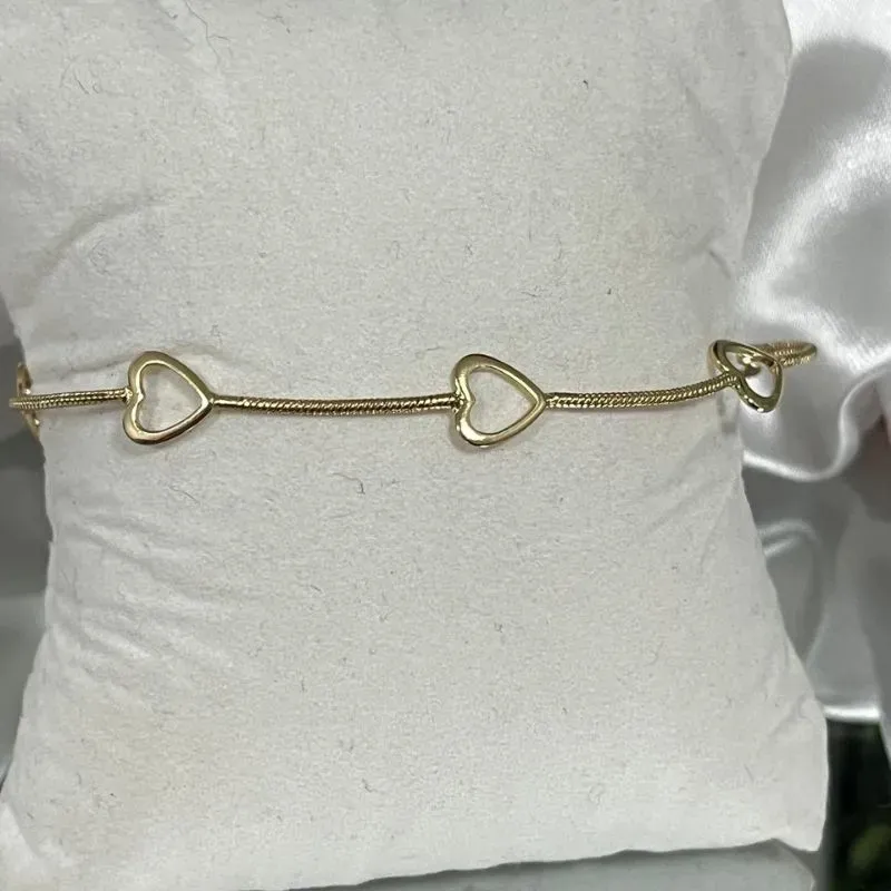Pulseira rabo de rato coração vazado