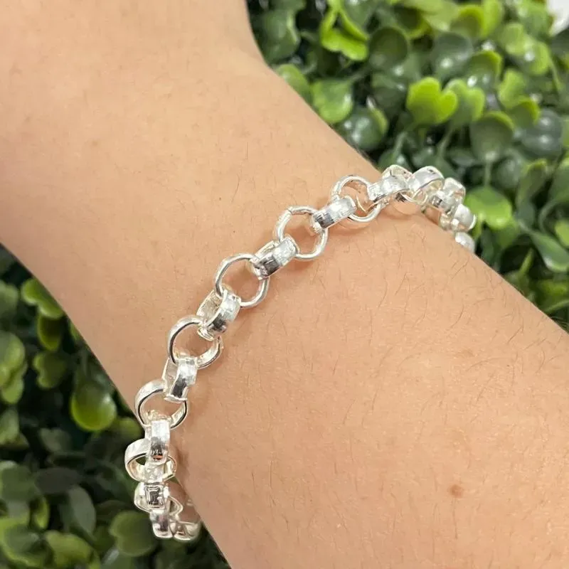 Pulseira Prata elo português 8mm