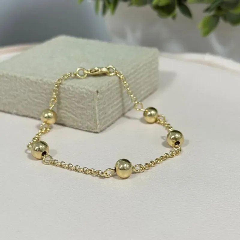 Pulseira elo português com esferas