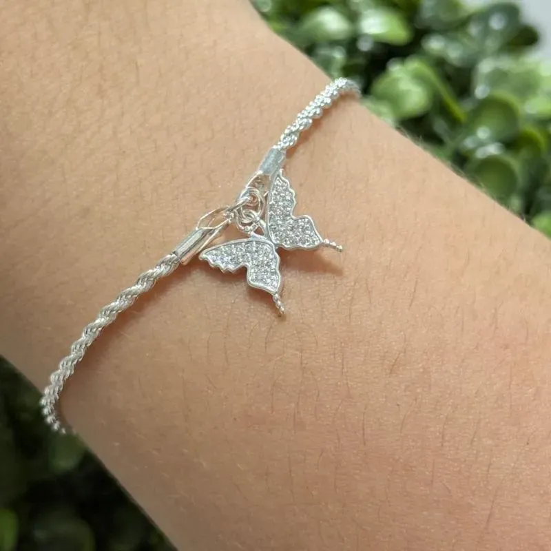 Pulseira cordão baiano com pingente borboleta