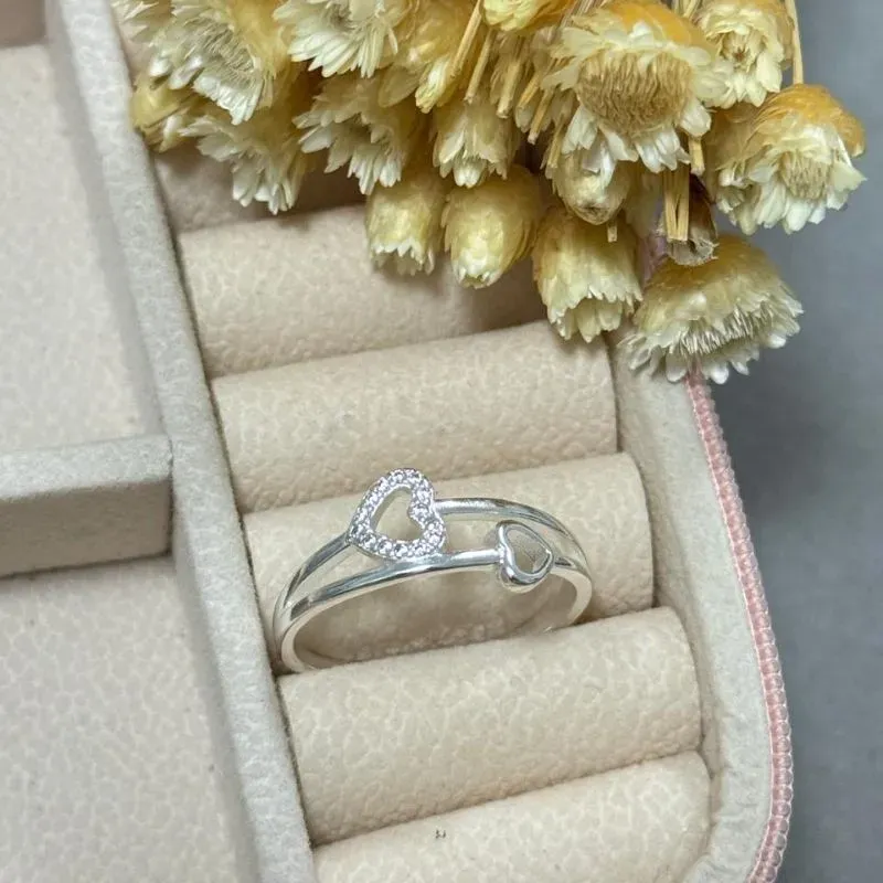 Anel duplo coração