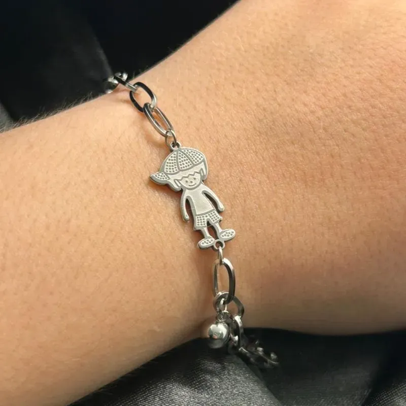 Pulseira em aço pingente filho