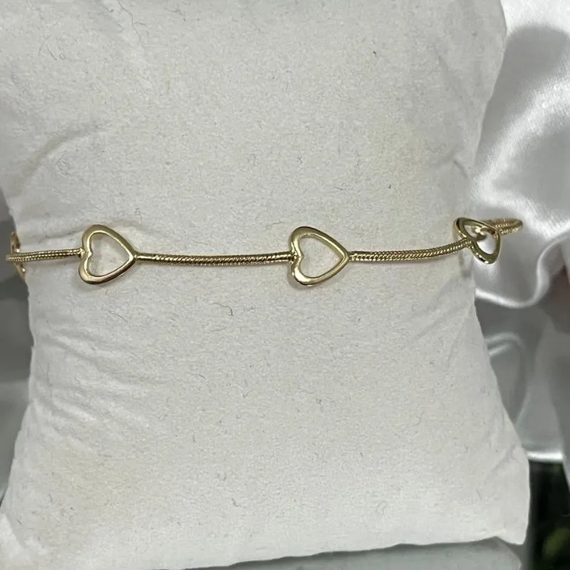 Pulseira rabo de rato coração vazado