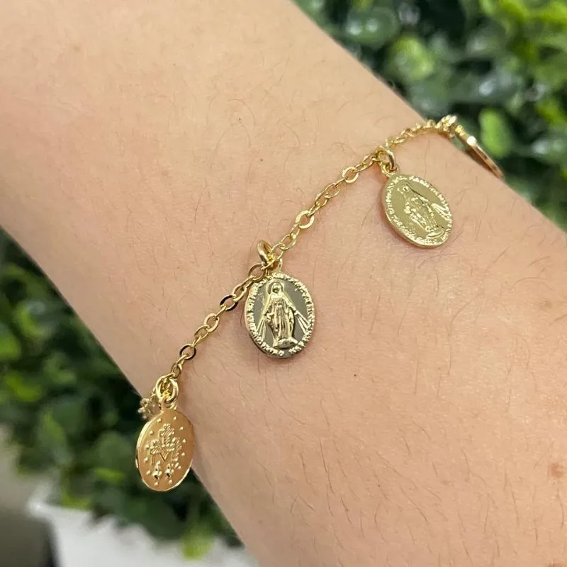 Pulseira Alinhados com medalhas religiosa