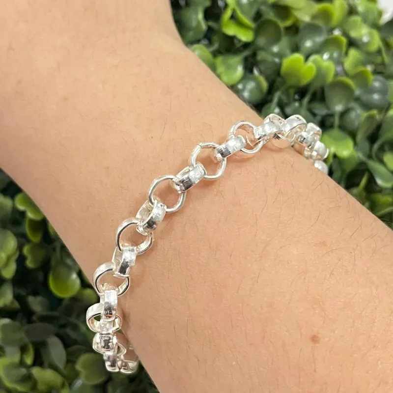 Pulseira Prata elo português 8mm
