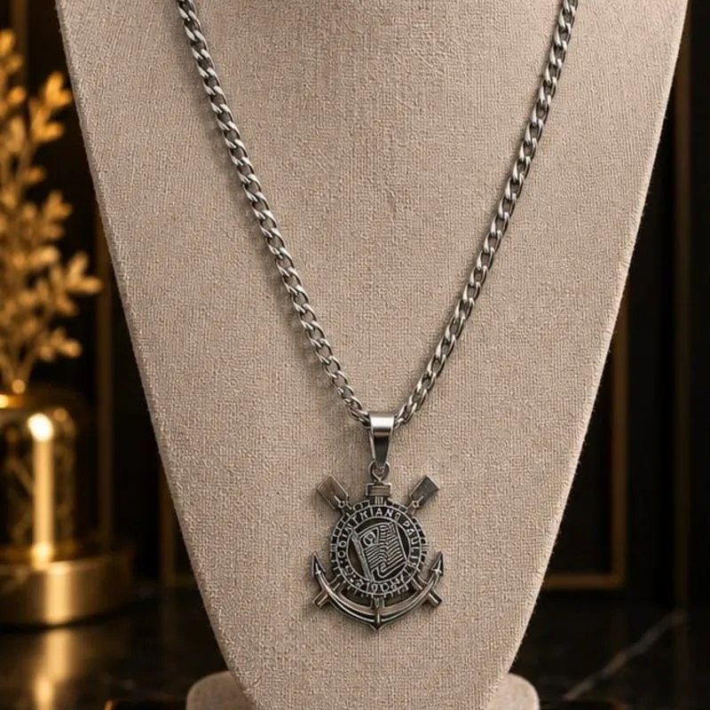 Colar masculino com pingente do Corinthians